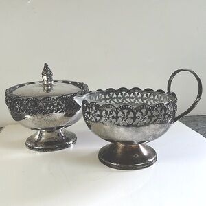 Vintage Celtic Quality Plate Made in England sugar and creamer set